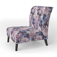 Red Barrel Studio Blue And Purple Blooming Chrysanthemum Flowers - Upholstered Cottage Accent Chair