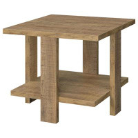 Union Rustic Kielyn 24 Inch Side End Table With Lower Shelf, Engineered Wood, Mango Brown