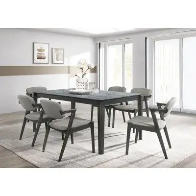 A&J Homes Studio Rectangular Dining Set in Black and Gray