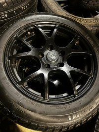 SET OF FOUR AUTHENTIC 17 INCH ENKEI SPEED LIGHTWEIGHT WHEELS !! 5X114.3 MOUNTED WITH 215 / 55 R17 UNI ROYAL TIGER PAW !