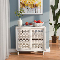 One Allium Way Indoor Chest, Accent Side Table, Storage Cabinet For Living Room, Bedroom, Mirrored And Honeycomb In Whit
