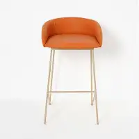 Mercer41 Modern Bar Stool PU Leather Upholstery Gold Finsh Bar Chair With Footrest
