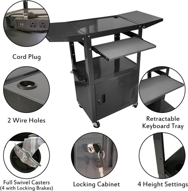NEW PORTABLE AV CART & LOCKING CABINET S1220 in Home Décor & Accents in Manitoba - Image 3