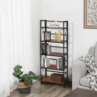 17 Stories Industrial Lodge Home Foldable 5-Shelf Standard Bookshelf