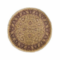 Noori Rug One-of-a-Kind Round Versailles Oriental Hand-Knotted 8'0 X 8'0 Wool Gold Area Rug