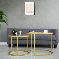 Everly Quinn Gold Nesting Coffee Table Set of 2