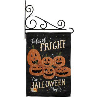 Breeze Decor Fright On Halloween Night - Impressions Decorative Metal Fansy Wall Bracket Garden Flag Set GS112083-BO-03