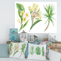 East Urban Home Tropical Foliage And Yellow Flowers XII - Traditional Canvas Wall Art Print-37057