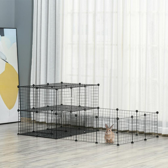 Small Animal Cage 68.9" x 41.3" x 27.6" (175 x 105 x 70 cm) Black in Accessories