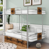 Mason & Marbles Anastacia Twin XL Over Twin XL Metal Bunk Bed With Ladder And Two Drawers