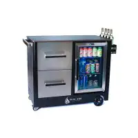 Mont Alpi Mont Alpi Outdoor Bar Patio Island Kitchen Mobile Bar Prep Cart Station + Compact Refrigerator