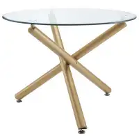 Mercer41 Ace 39" Glass Round Dining Table with Metal base