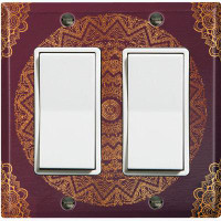 WorldAcc Metal Light Switch Plate Outlet Cover (Maroon Mandala Meditation - Double Rocker)