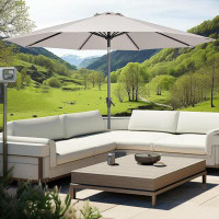 Arlmont & Co. 9ft Patio Market Outdoor Table Umbrella with Push Button Tilt and Crank, Beige