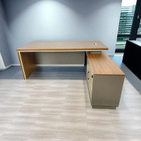 Latitude Run® Modern desk with storage cabinet