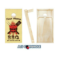 AJJ Cornhole 2' x 4' Personalized BBQ Solid Wood Cornhole Set with Bags