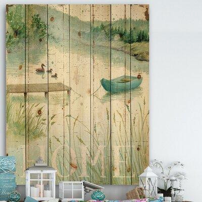 East Urban Home Lakeside Boats Welcome Home - Lake House Print on Natural Pine Wood in Home Décor & Accents