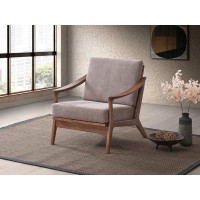 ACME Furniture Lide Wooden Frame Accent Chair In Light Brown And Brown