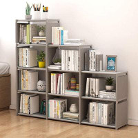 Rebrilliant Bookshelf Kids 9 Cube Book Shelf Organizer Bookcase DIY For Bedroom Classroom Office (Brown)