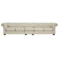 Three Posts Huskins 141.2" Linen Rolled Arm Chesterfield Sofa
