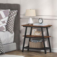 17 Stories End Table, 3-Tier Vintage Bedside Table Night Stand
