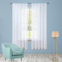 Winston Porter Emilymae For Living Room Children's Room Gauze Curtain Panel, Knit Plant Gauze Filter Window Trim Rod Poc