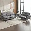 Wrought Studio Wrought Studio™ 2pcs Sofa Set, Modern Linen Fabric 2 Seat Sofa + 3 Seat Couch, Upholstered Love Seat Sofa