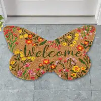 August Grove Butterfly-Shaped Skid-Resistant Coco Welcome Mat