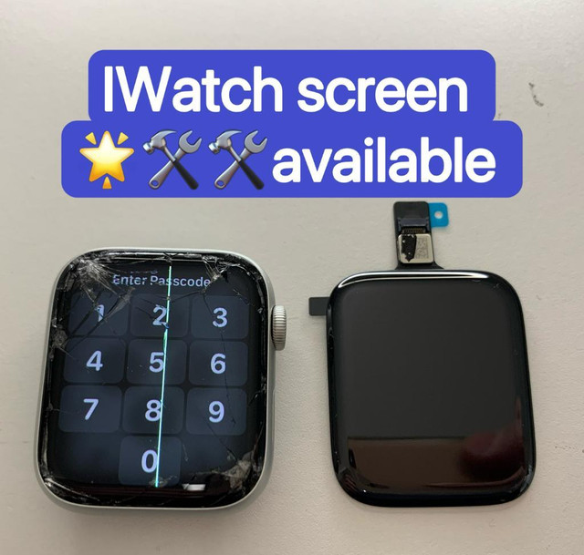 ( APPLE WATCH Screen + battery repair) iPhone+Samsung+iPad+Google Broken glass, LCD, battery charging port, back glass in Jewellery & Watches in Mississauga / Peel Region - Image 2