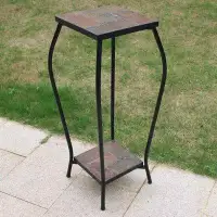 17 Stories 2 Tier Plant Stand with Colourful Slate Top for Balcony, Home, Garden with Adjustable Levelling Feet