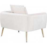 Mercer41 Newton Velvet Accent Chair In Creme With Gold Steel Legs, Matching Pillows Included