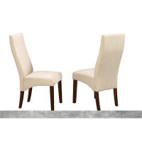 Wildon Home® Dining Chair With A Linen-Style Upholstered Fabric And Walnut Wood Legs, Set Of 2 - Beige