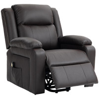 LIFT CHAIR FOR SENIORS, PU LEATHER UPHOLSTERED ELECTRIC RECLINER CHAIR WITH REMOTE, SIDE POCKETS, QUICK ASSEMBLY, BROWN
