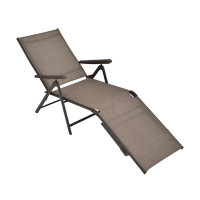 Ebern Designs Ebern Designs Outdoor Adjustable Chaise Lounge Chair Patio Beach Folding Recliner Lounge Brown