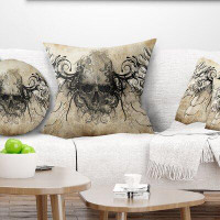 The Twillery Co. Corwin Abstract Human Skull Tattoo Sketch Pillow