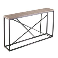 17 Stories 52" Black and Silver Faux Stone Frame Console Table