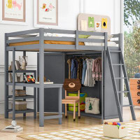Harriet Bee Loft Bed With Wardrobe And Desk And Shelves