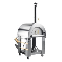 KoolMore 32 in. Outdoor Gas and Wood Fired Pizza Oven in Stainless-Steel (KM-OKS-DFPO)