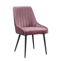 Corrigan Studio Caspian Side Chair, Pink Fabric & Black Finish