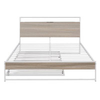 17 Stories Queen Size Metal Platform Bed Frame With Trundle