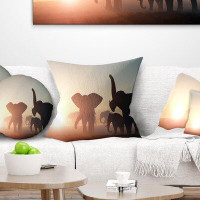 East Urban Home African Group of Elephants in the Wild Throw Pillow