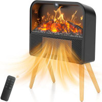 CG INTERNATIONAL TRADING Electric Fireplace Heater, Freestanding Electric Fireplace With Realistic Flame & Solid Wood St