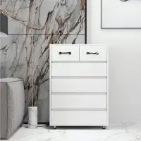 Ebern Designs Modern accent chest with Six-Drawer and metal handles