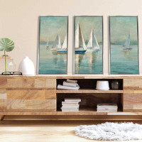 Picture Perfect International "Sailboats At Sunrise Crop" 3 Piece Print On Floating Canvas