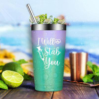 Orchids Aquae 20 oz Double Wall Stainless Steel Travel Tumbler with Straw