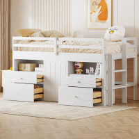 Harriet Bee Jangro Kids Twin Loft Bed with Drawers