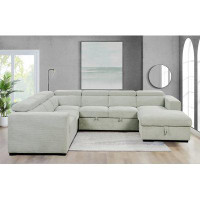 Hokku Designs 123" Modern U-Shaped 7-Seat Sectional Sofa Couch With Adjustable Headrest