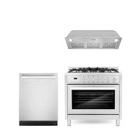 Cosmo Cosmo 3 Piece Kitchen Appliance Package with 36'' Gas Freestanding Range , Built-In Dishwasher , Insert Range Hood