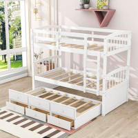 Harriet Bee Hallagan Twin over Twin 3 Drawer Standard Bunk Bed with Trundle by Harriet Bee