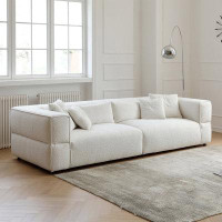 MABOLUS 84.65" White Velvet Modular Sofa cushion couch